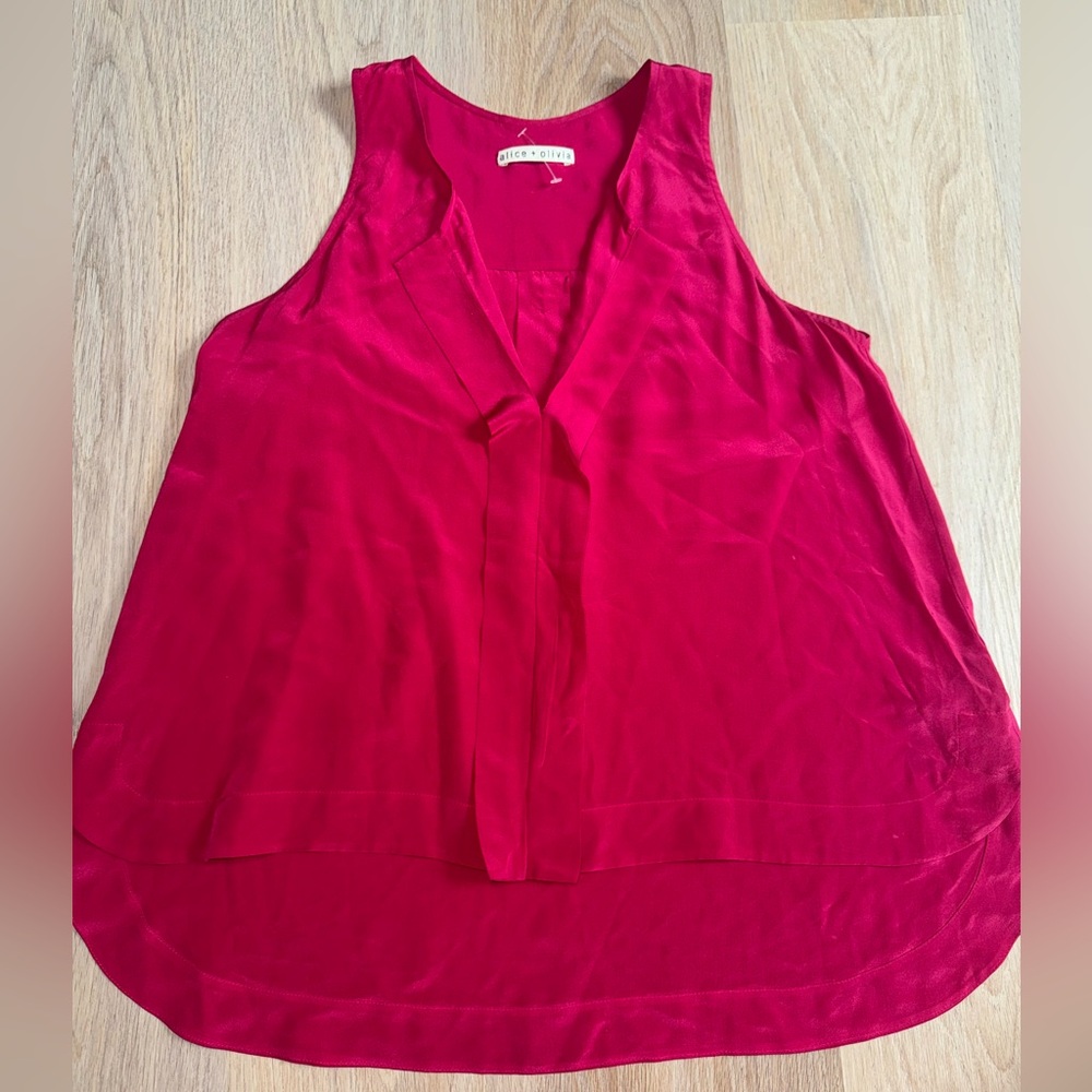 Alice + Olivia Pink 100% Silk Flowy Tank Top - Size Large